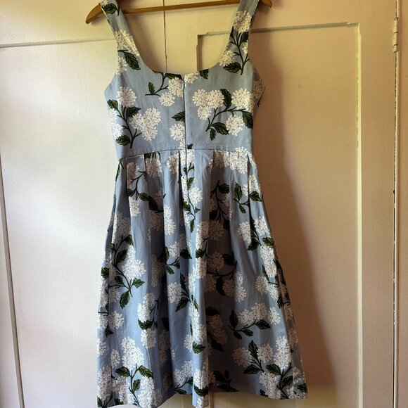 Blue cotton '50s style summer dress with pockets - Picture 6 of 11